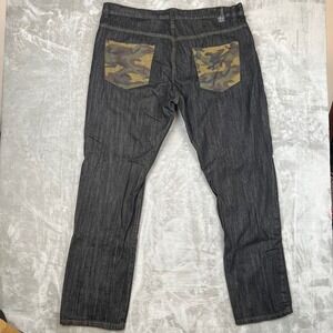 Evolution In Design Mens Dark Wash Camo Pocket Straight Leg Jeans 44x34 Y2K